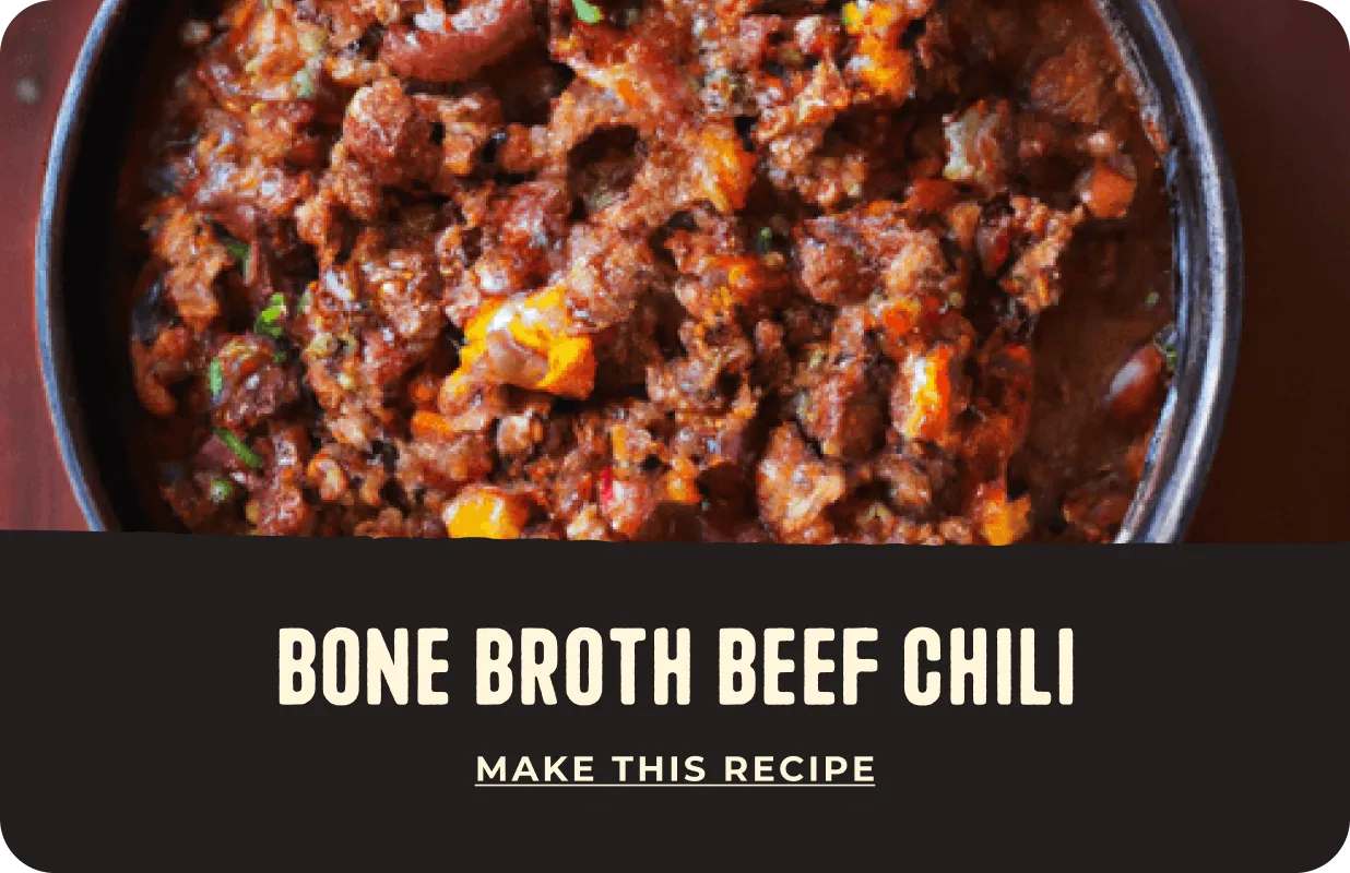 Bone broth beef chili in a pot