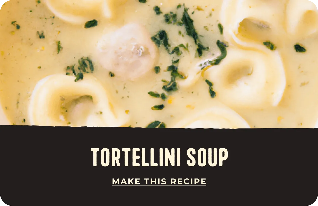 Creamy tortellini soup with herbs