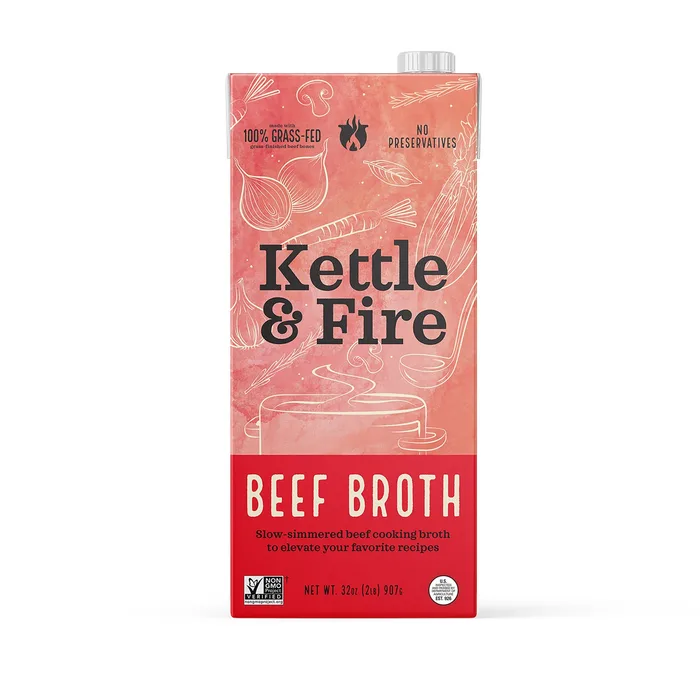 Kettle & Fire beef cooking broth carton